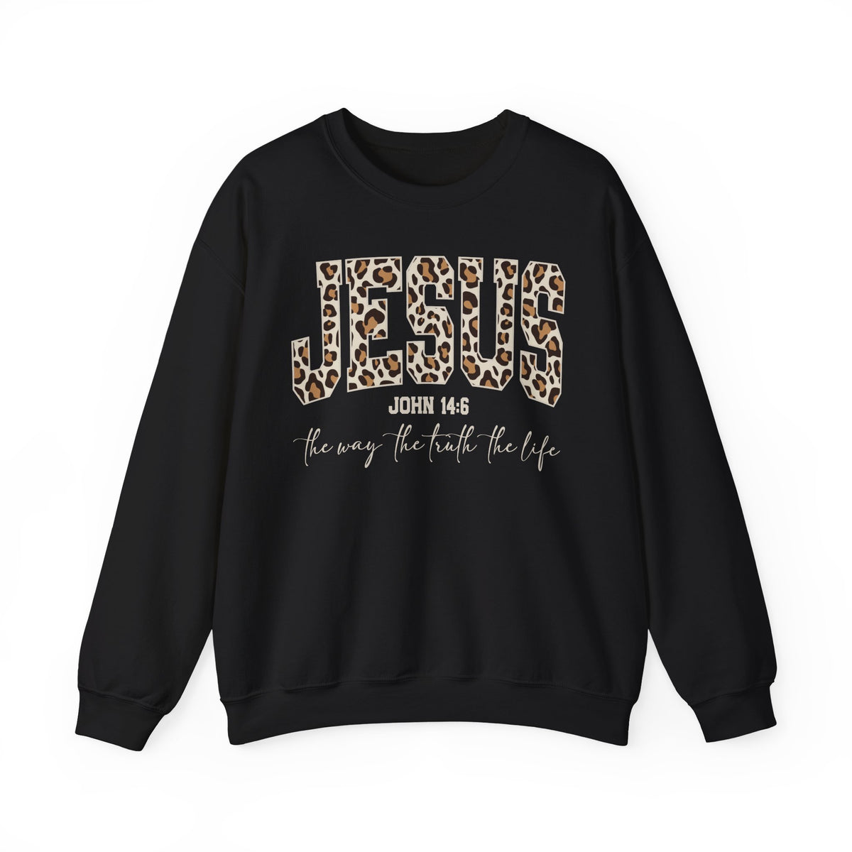 JESUS Leopard Print Crewneck