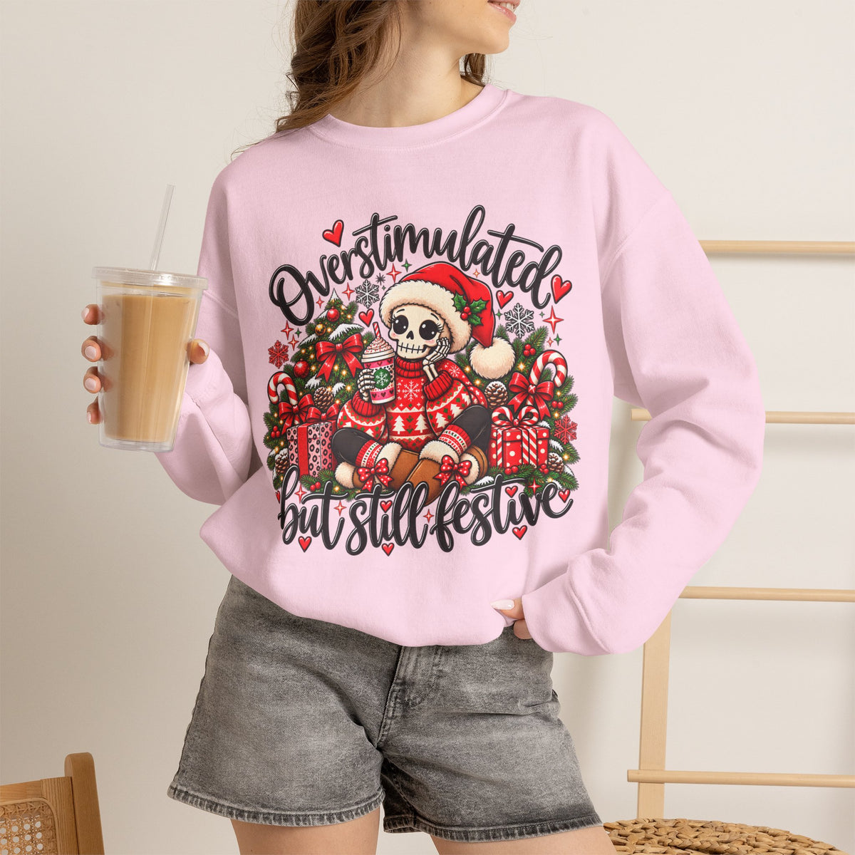 Overstimulated but still festive- Christmas Sweatshirt