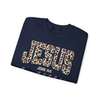 JESUS Leopard Print Crewneck