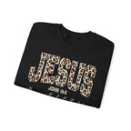 JESUS Leopard Print Crewneck