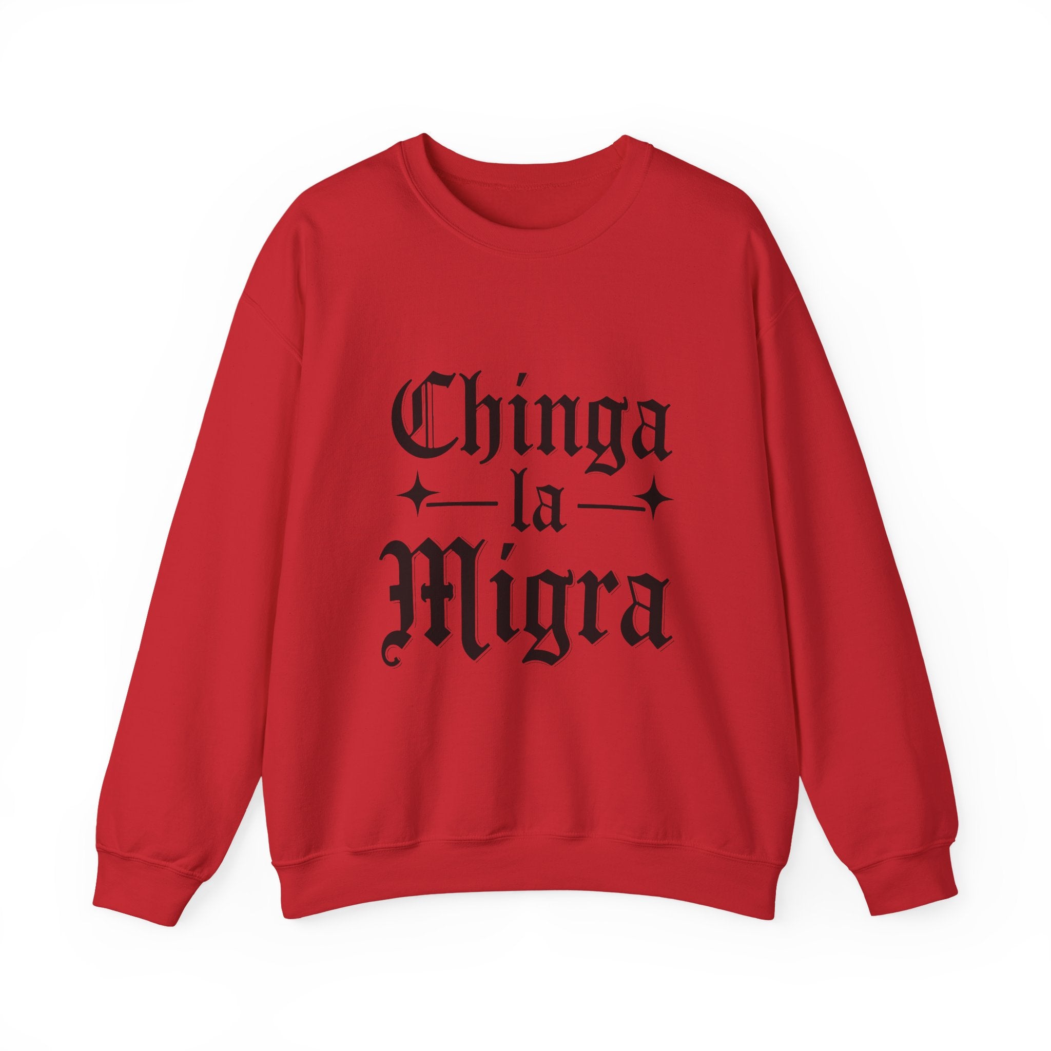 Crewneck Sweatshirt — "Chinga la Migra" Graphic (Back: F**k ICE Hand Illustration)