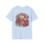 "Overstimulated But Still Festive" Holiday T-Shirt (Back)