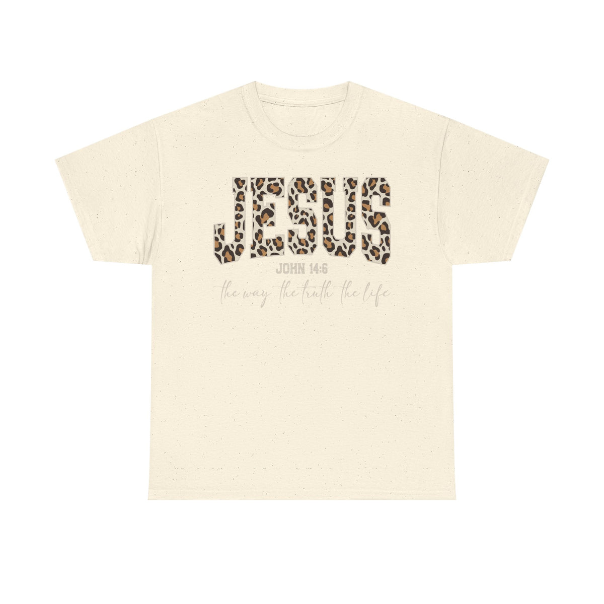 Jesus Leopard Print T-Shirt — John 4:6 Faith Tee